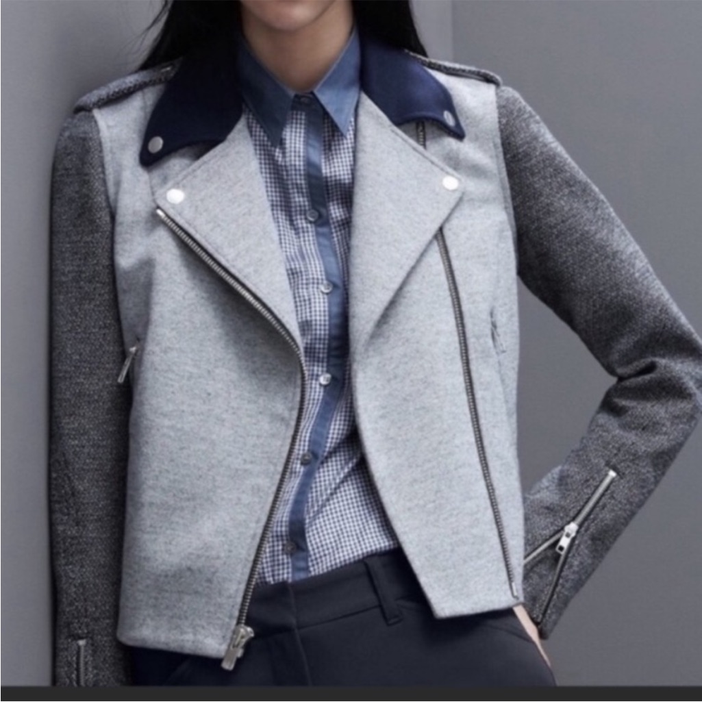 Theory Adashi K Knit Virgin Wool Moto Jacket Xs Like New